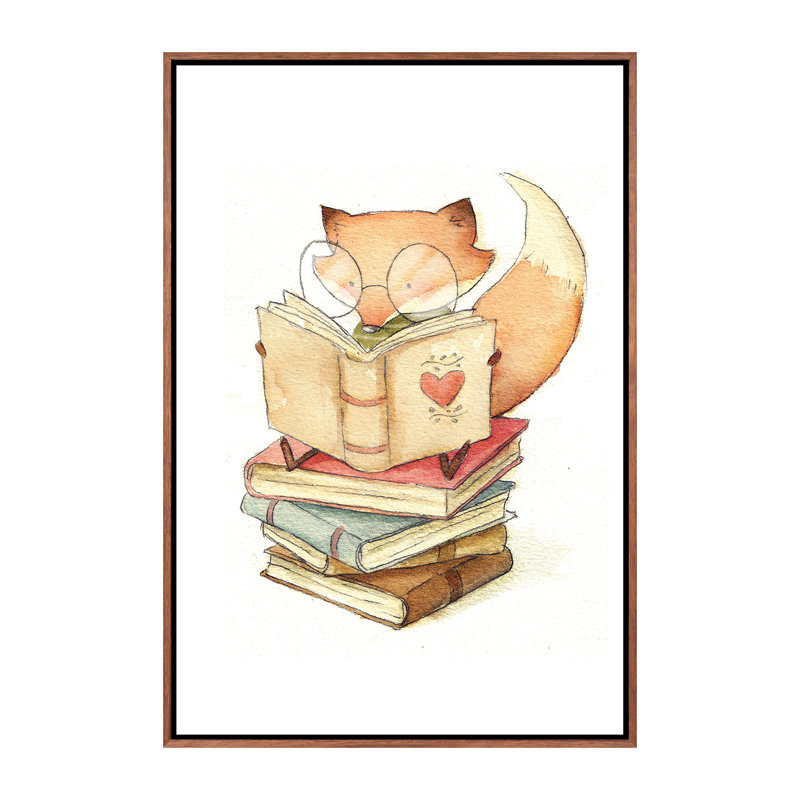 «Book Lover» par Mike Koubou - impression d'art graphique, H 26 po x l 18 po x 1,5 po, Toile avec cadre en bois classique