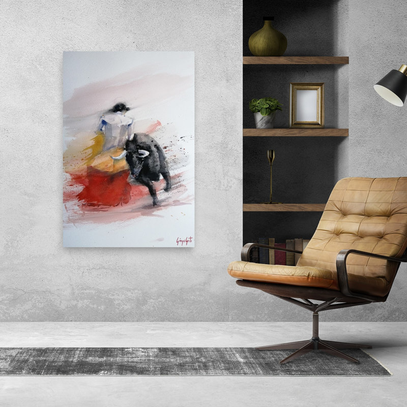 Impression d'art dynamique sur toile de taureau dynamique et contemporaine, 48" H x 32" W