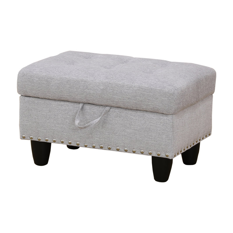 Andikan Upholstered Ottoman, White Linen