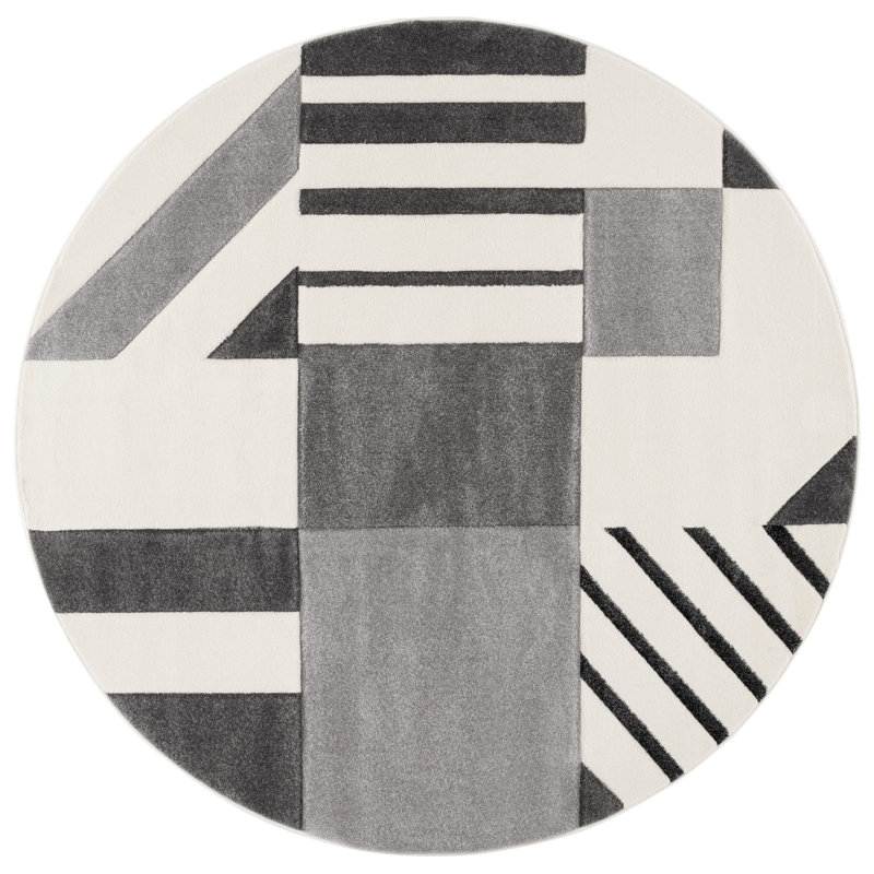 Tapis à motif géométrique Jeromie Performance, Rond 6 pi 7 po