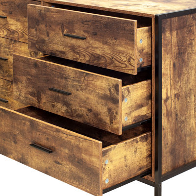 Buffet de style rétro 48,41 po avec tiroirs et métal Uziah pour chambre à coucher et salon