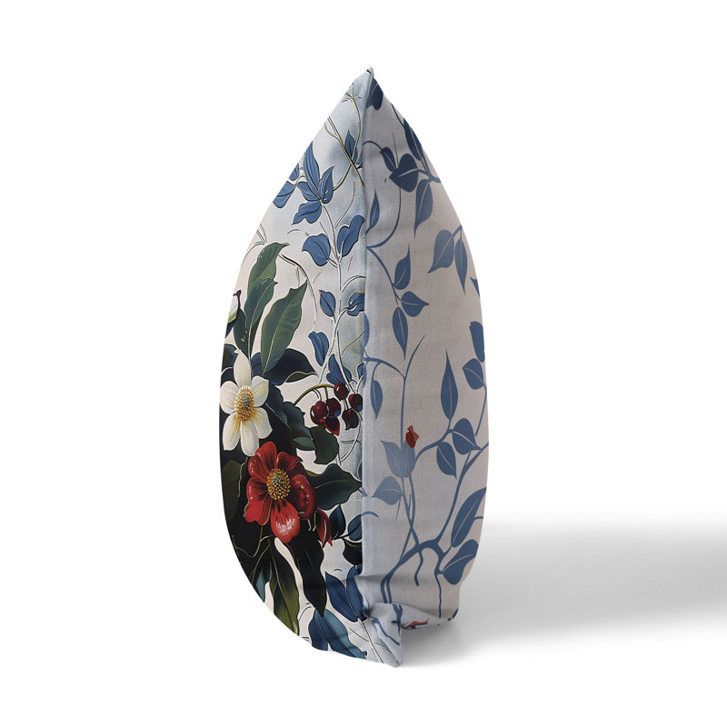 Coussin décoratif intérieur / extérieur Vineyard Petals, H 16 po x l 16 po, Bleu / Vert