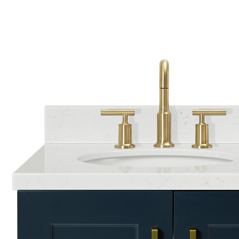 37 IN.  Single Bathroom Vanity, Midnight Blue, Rectangular, Right
