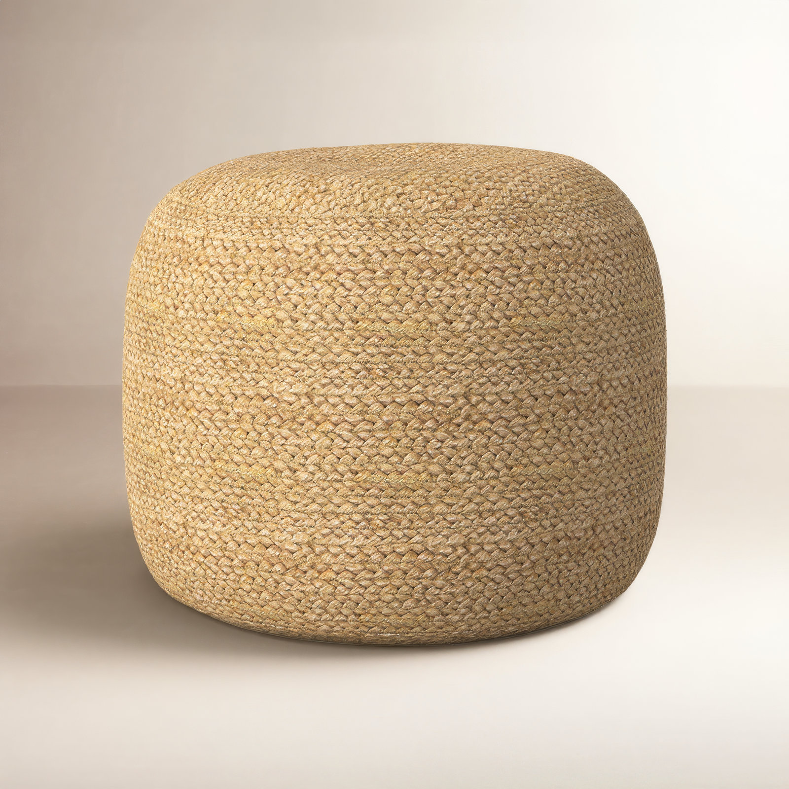 Rodriguez Upholstered Pouf, Khaki