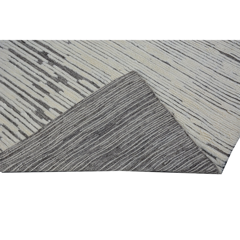 Tapis gris / gris foncé de haute qualité noué à la main, Rectangle 8 pi x 10 pi