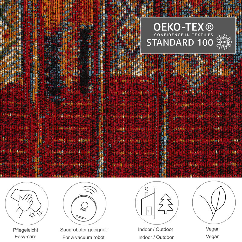 Dermot Flatweave Red Rug, Rectangle 120 x 180cm