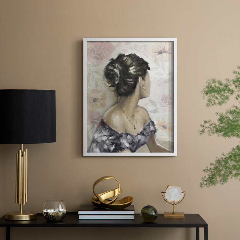«Romantic Gaze», reproduction encadrée - bois massif, H 30 po x l 24 po, Blanc