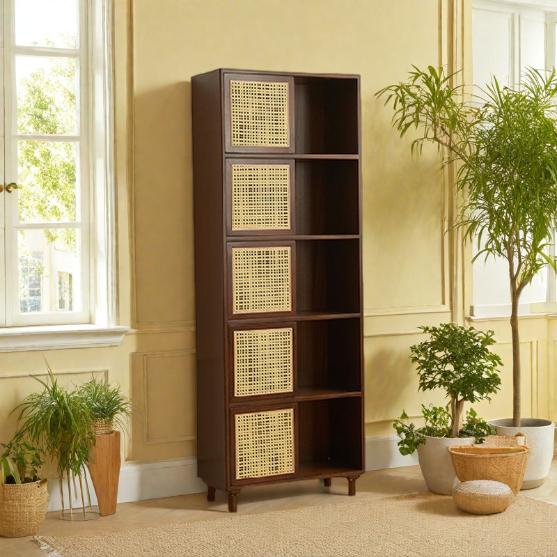 Bibliothèque pratique et élégante, (5 tablettes) H 73,1 po x l 26,5 po x P 12,5 po, Marron foncé