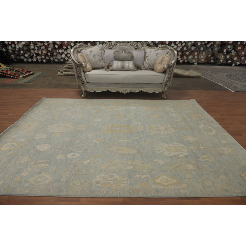 Tapis gris à motif floral Oushak All-Over 8 x 10