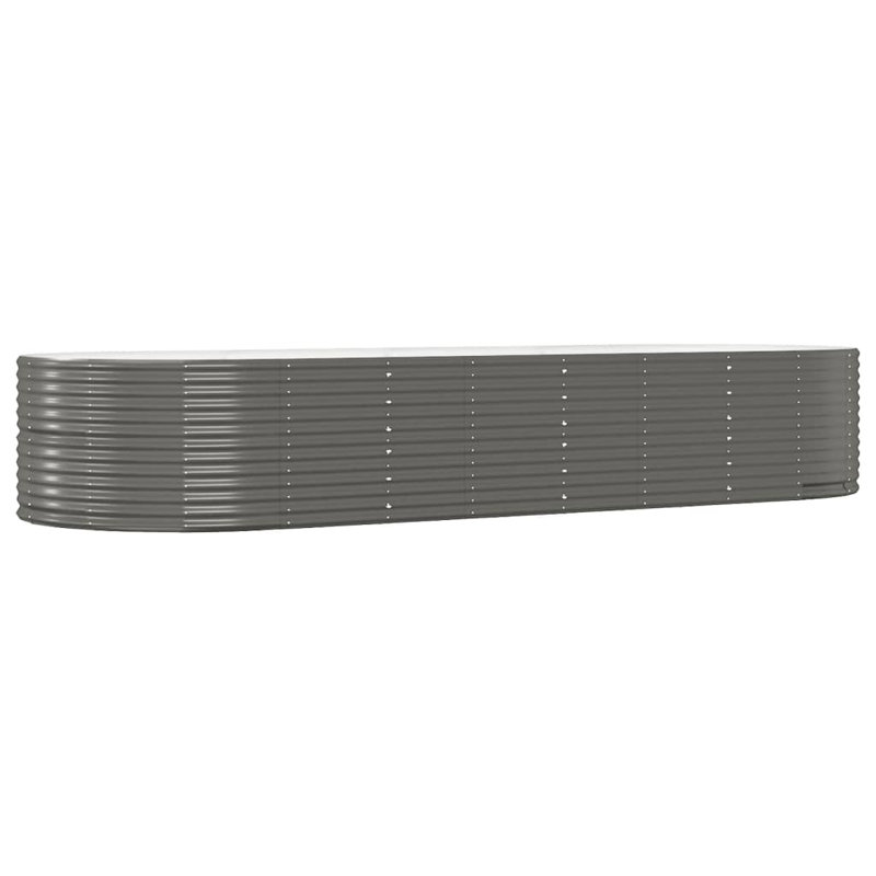Garden Raised Bed Powder-coated Steel, Grey, 68 cm x 367 cm x 140  cm