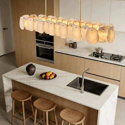 Lustre moderne moderne de 57 po avec îlot de cuisine albâtre