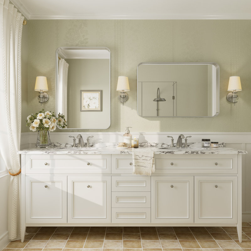 Miroir mural Aevar, 36 po x 24 po, Argent brossé