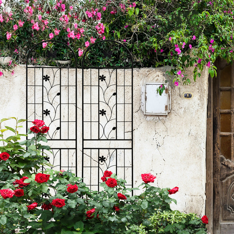 Ensemble de 2 treillis de jardin en métal 86,7 po x 19,7 po, rouille - support extérieur. Assemblage facile, pour, concombre, haricots 86,7 po x 19,7 po, plante antirouille à installer, pois