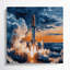 Space Rocket lance une toile murale bleue-780363989