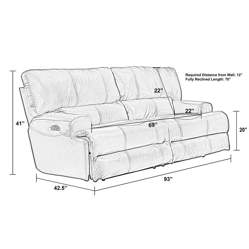Anjuman 93" Leather Match Reclining Sofa, Chocolate Leather Match, Power, Yes