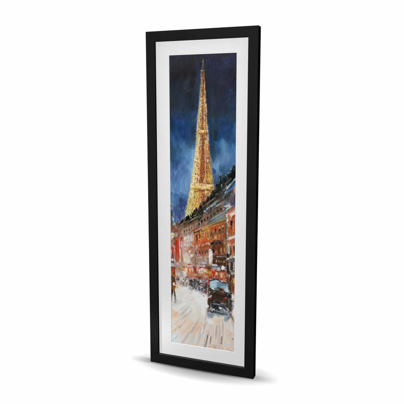 «Illuminated Paris», reproduction matte encadrée bleue pour la décoration intérieure