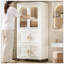 Armoire de rangement latérale pliante de 25,59 po de large avec porte magnétique et armoire de rangement en plastique avec roulettes
