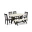 Ensemble de salle à manger moderne 7 pièces comprenant une table rectangulaire en bois avec pattes en X et 6 chaises de salle à manger Parson en tissu lin crème.-850054295-850054290
