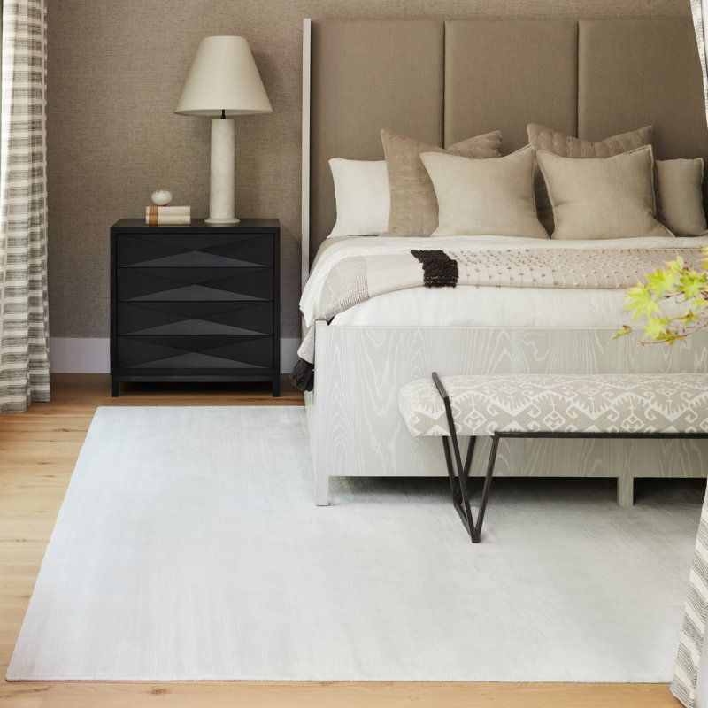 Lizette Hand-Woven Bright White Area Rug, Rectangle 6' x 9'