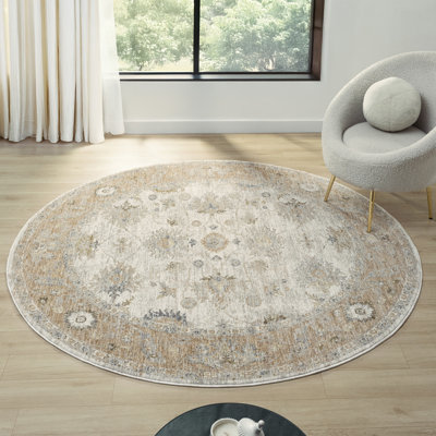 Anthonyson Cream/Brown Traditional Floral Filigree Woven Indoor Area Rug