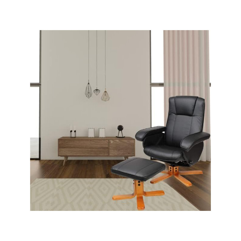 Resnick 29.5cm Wide Swivel Ergonomic Recliner, Black