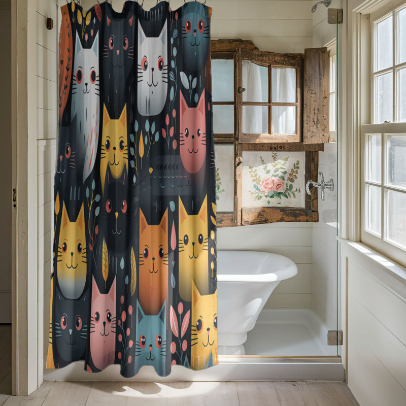 Eerie Cats - Rideau de douche Premium, H 74 po x l 71 po
