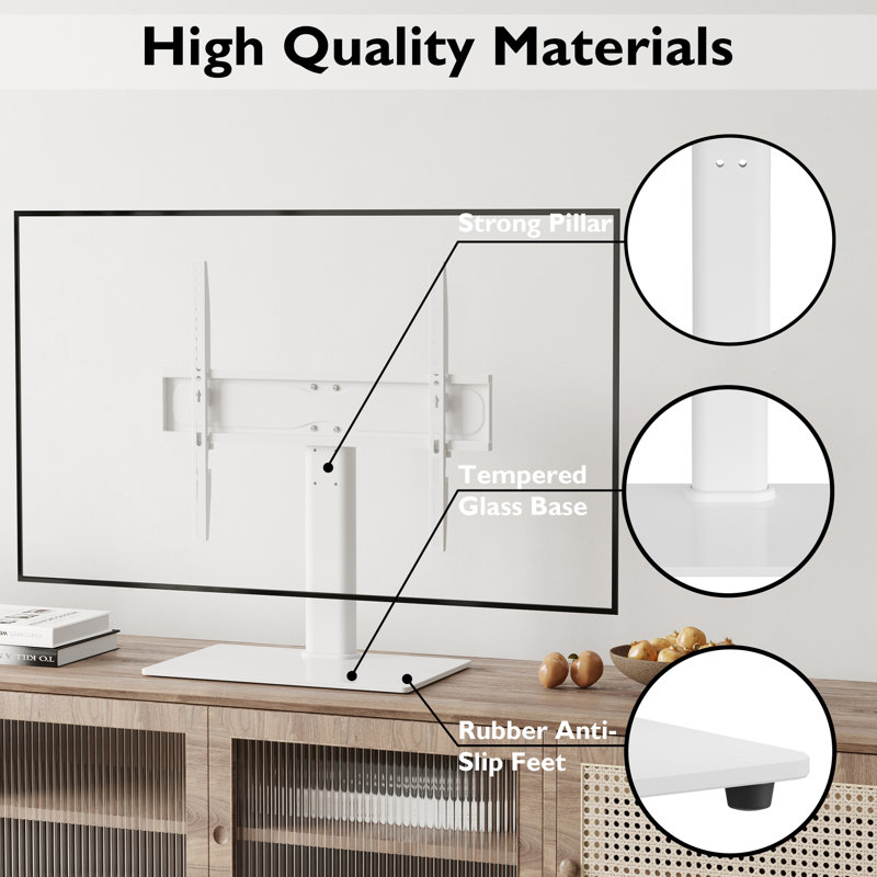 Fixed Universal Desktop Mount for 25"-50" Flat Panel Screens, White