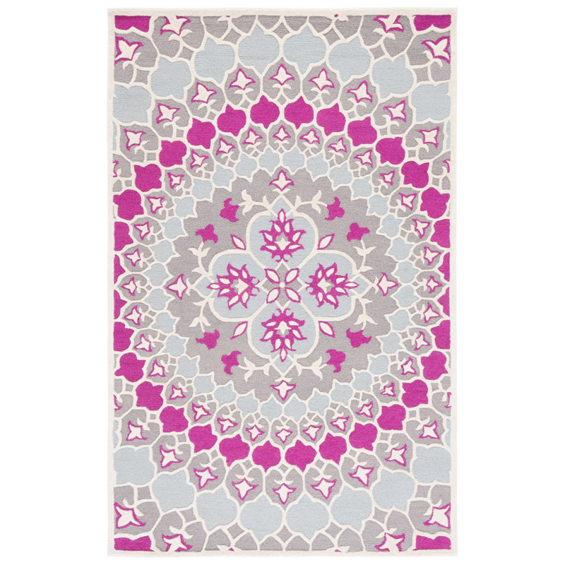 Miu Hand Tufted Wool Floral Rug, Rectangle 8' x 10'