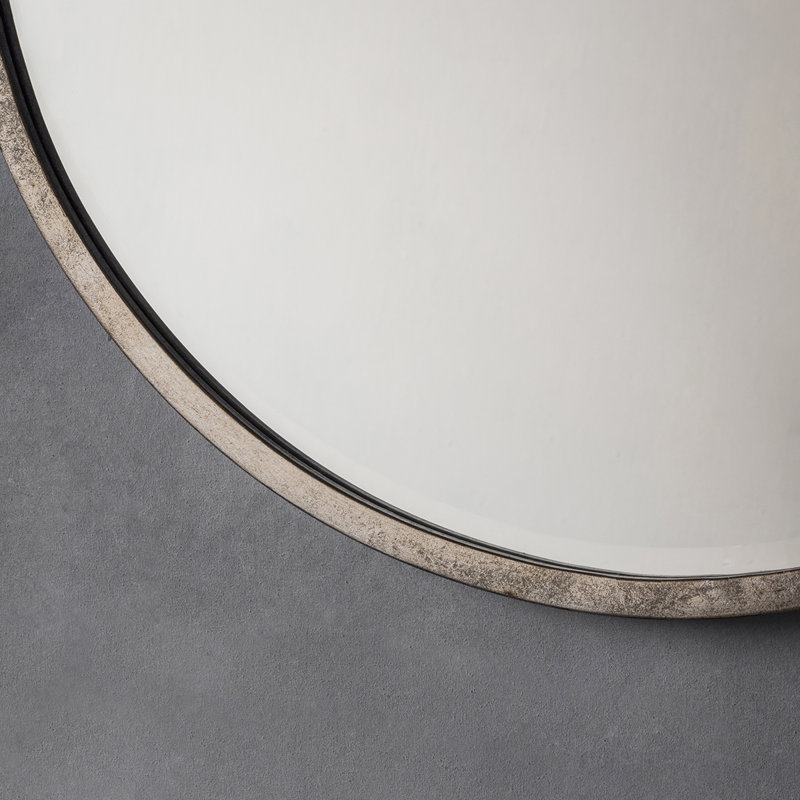 Thora Metal Round Wall Mirror, WF Higgins Round Mirror Antique Silver, 80cm H x 80cm W