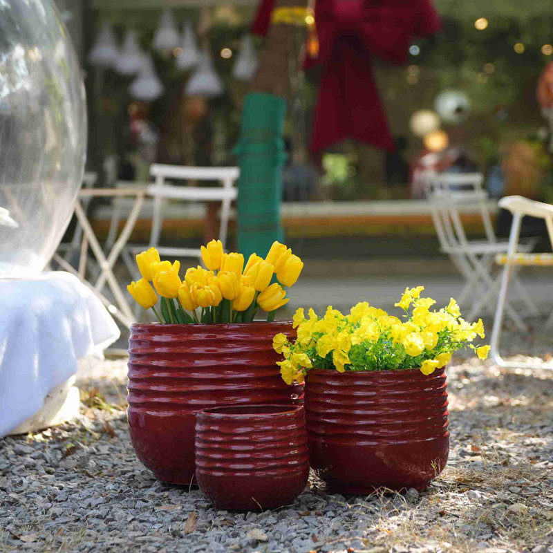 High-quality ceramic flower pots, Bean Paste Red