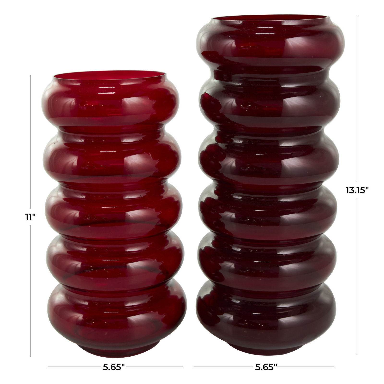 Glass Table Vase, Red