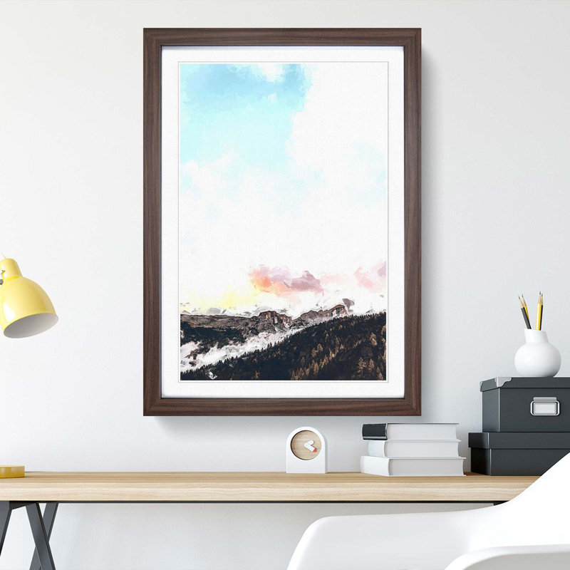 Mountains in Badia Italy in Abstract - Framed Print, 87cm H x 62cm W x 2cm D, Walnut Framed