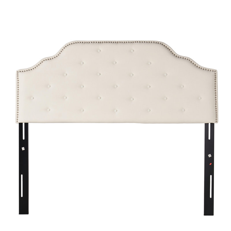 Fabric Upholstered Headboard For Queen & Full Beds, Button With Cool Diamond Stitch Design, Stylish Nailhead Trim Sized Captivating Stitch, Elegant Accents