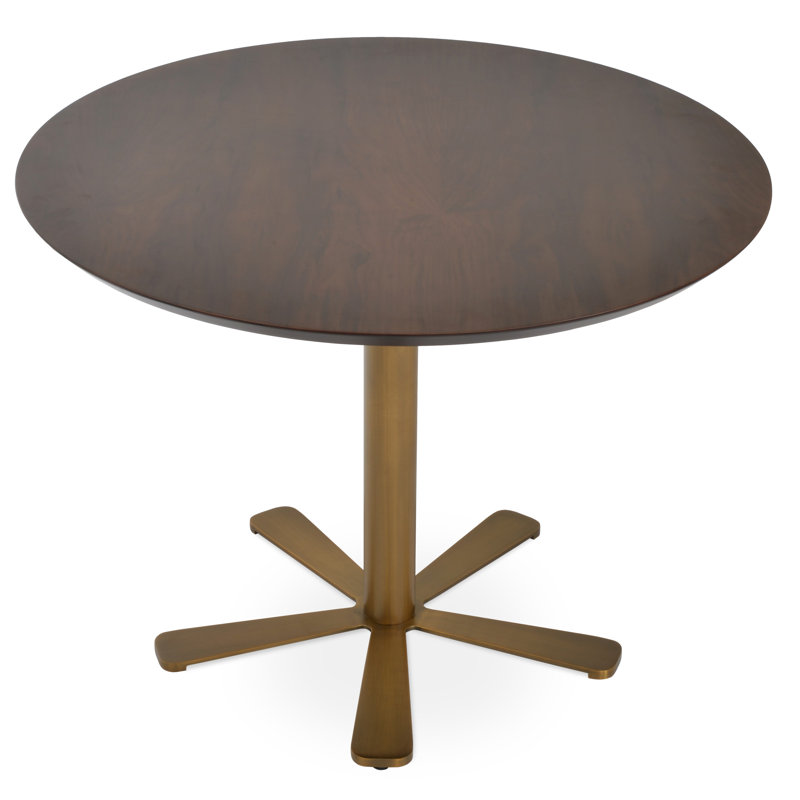 Slivno Round Breakroom Table, 29.5" H x 35.5" L x 35.5" W, Gold, Walnut