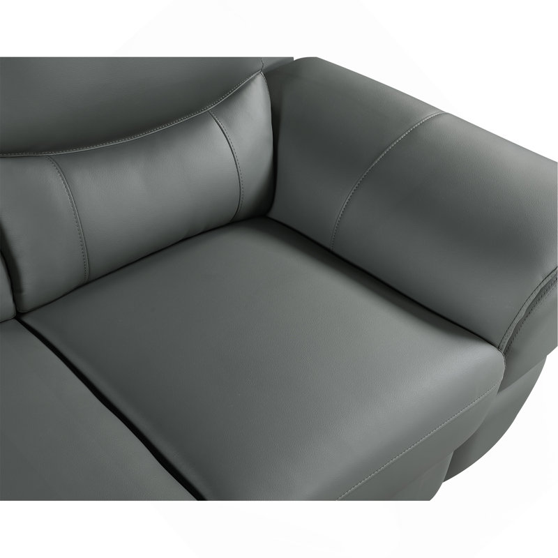 Causeuse en cuir véritable, Gris
