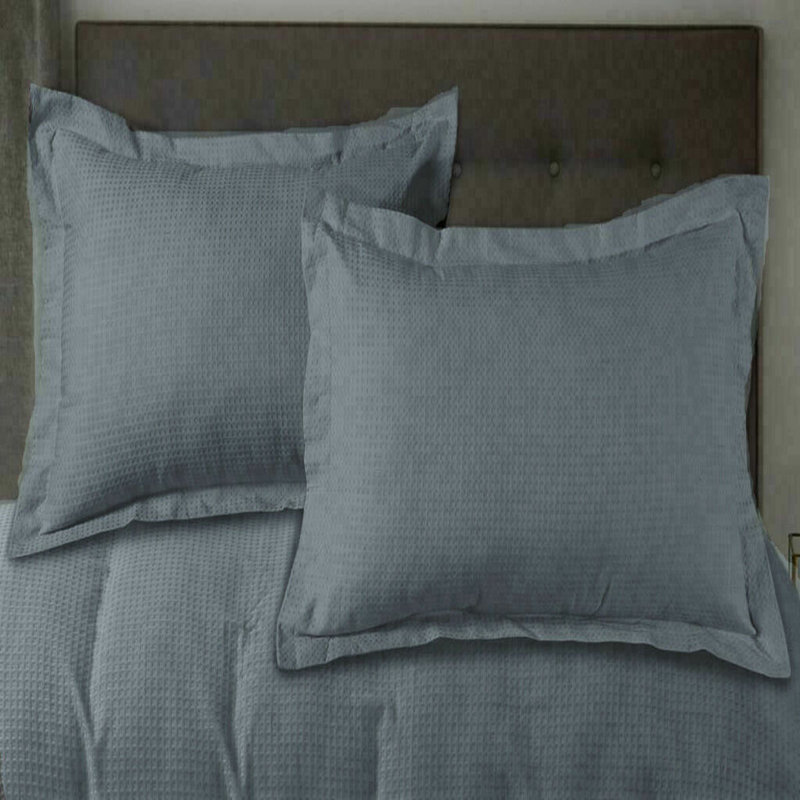 Eljean Cotton Solid Colour Duvet Cover Set with Pillowcases, Super King, Grey