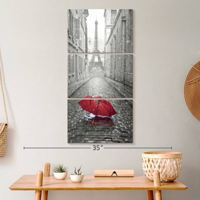 Ensemble de 3 parapluies rouges sur toile