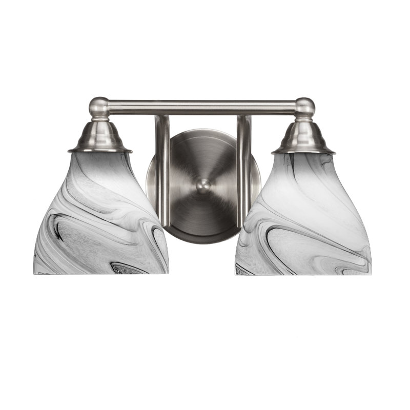 Barre d'éclairage de salle de bain 2 lumières Michell, Onyx tourbillon, Nickel brossé