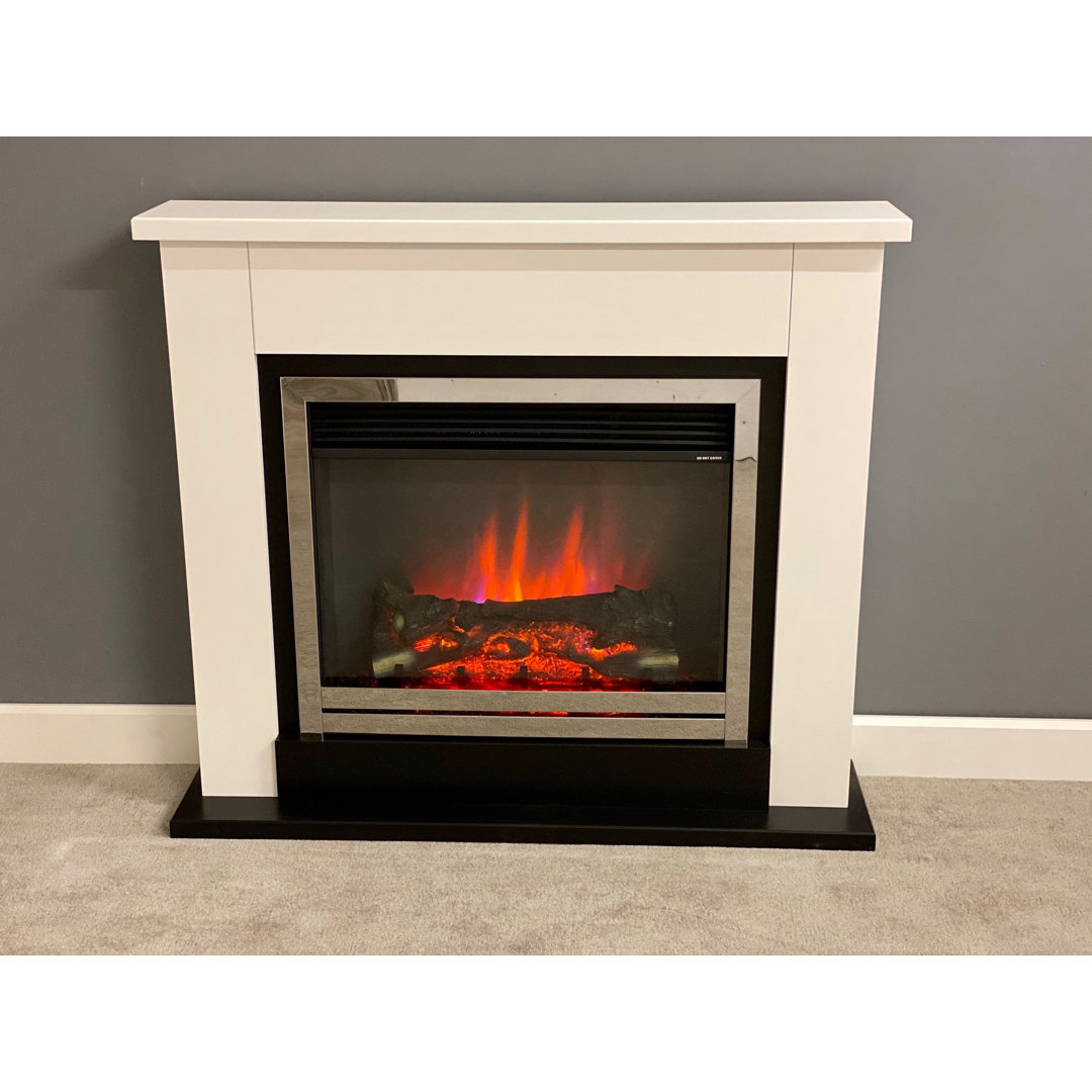B&Q -  Middleton White Mdf & Stainless Steel Freestanding Electric Fire Suite - Image 3