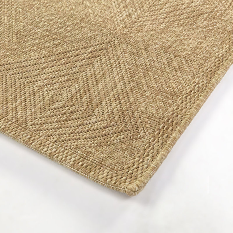 Tapis intérieur / extérieur à carreaux brun clair Audrena, Rectangle 5 pi 3 po x 7 pi