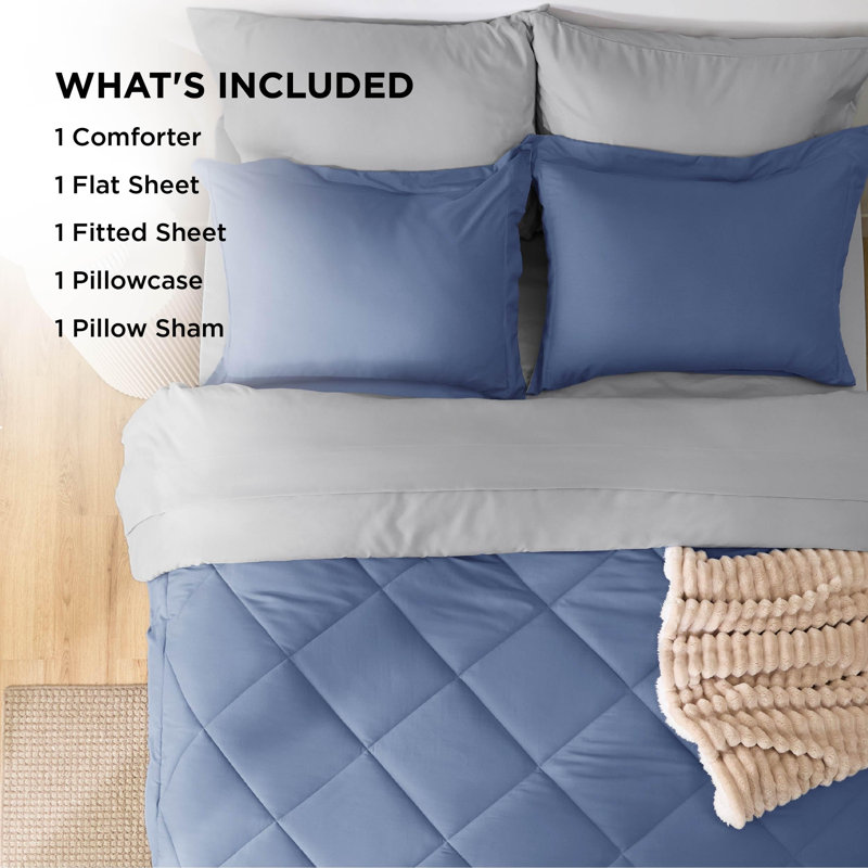 Best Seller Bedsure Comforter Set Reversible Bedding for All Seasons-89GSM, King Comforter + 4 Additional Pieces