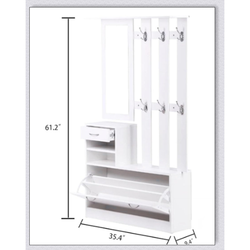 Armoire à portes combinées avec armoire à chaussures + tablette suspendue + miroir