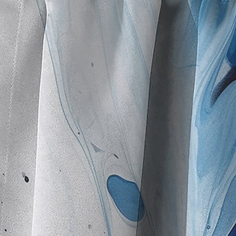 Bleu et gris Elixir I - Rideau abstrait occultant moderne - 1 panneau, L 52 po x L 95 po