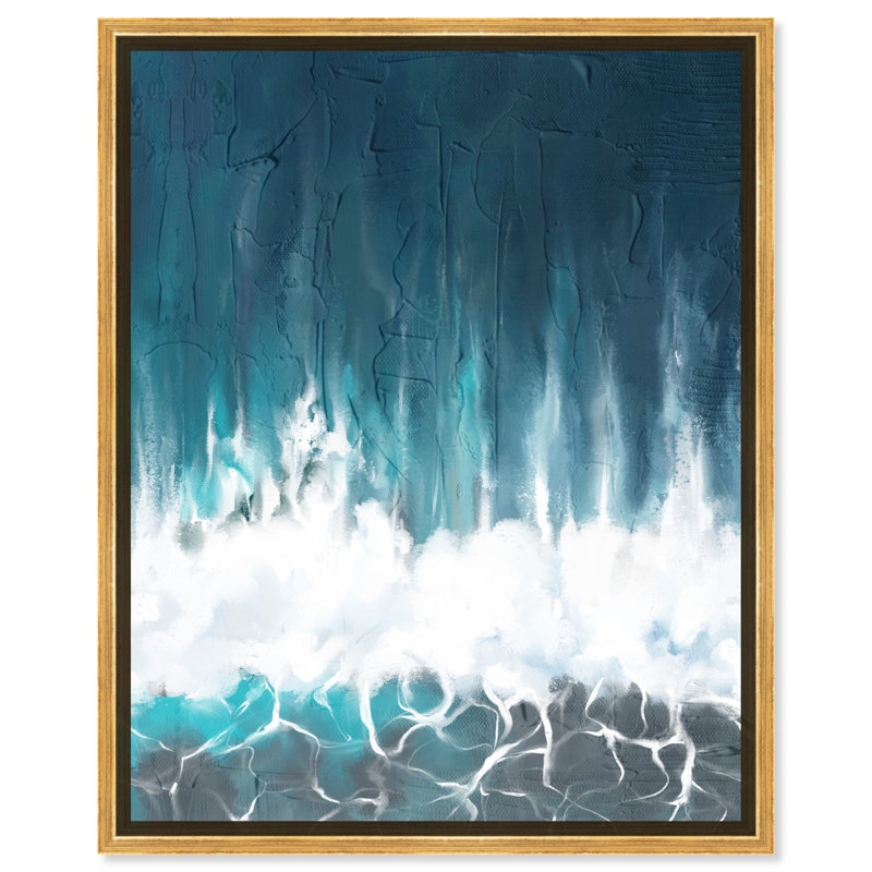 Art mural sur toile "Water cascade" par Art Remedy, Cadre doré, H 46 po x l 37 po