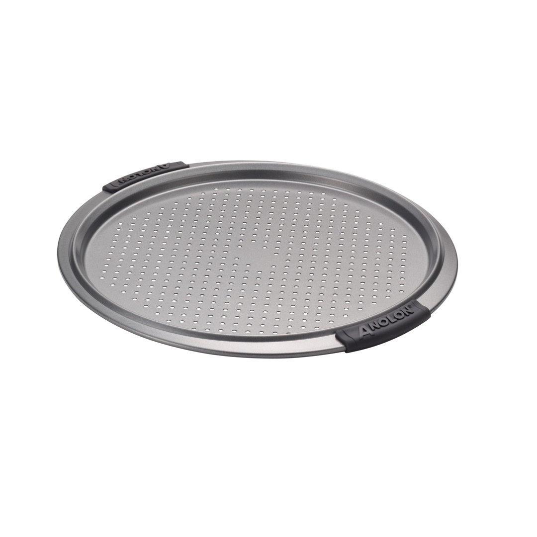 Anolon Advanced Nonstick Bakeware Round Perforated Pizza Pan, 13 Inch, Gray Anolon