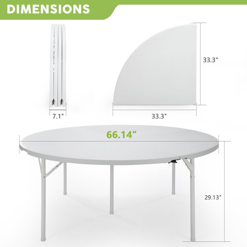 66" White Steel and Plastic Round Folding Table