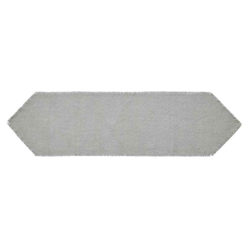 Yuletide Rectangle Geometric Cotton Table Runner, 48" x 12", Dove Gray