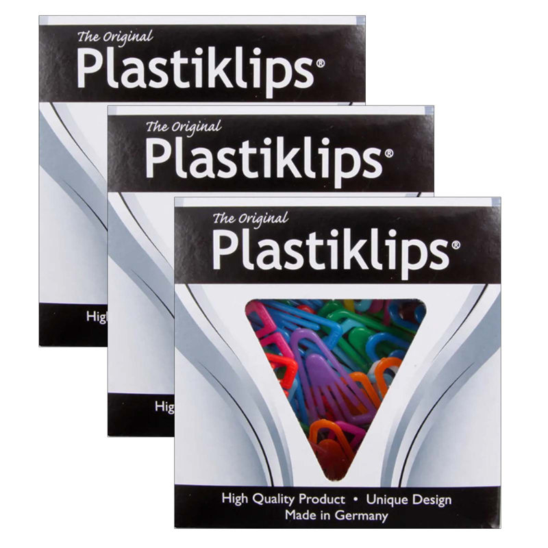 Trombones Baumgartens Plastiklips, tailles assorties, couleurs assorties, par paquet de 3, lot de 3, lot de 3