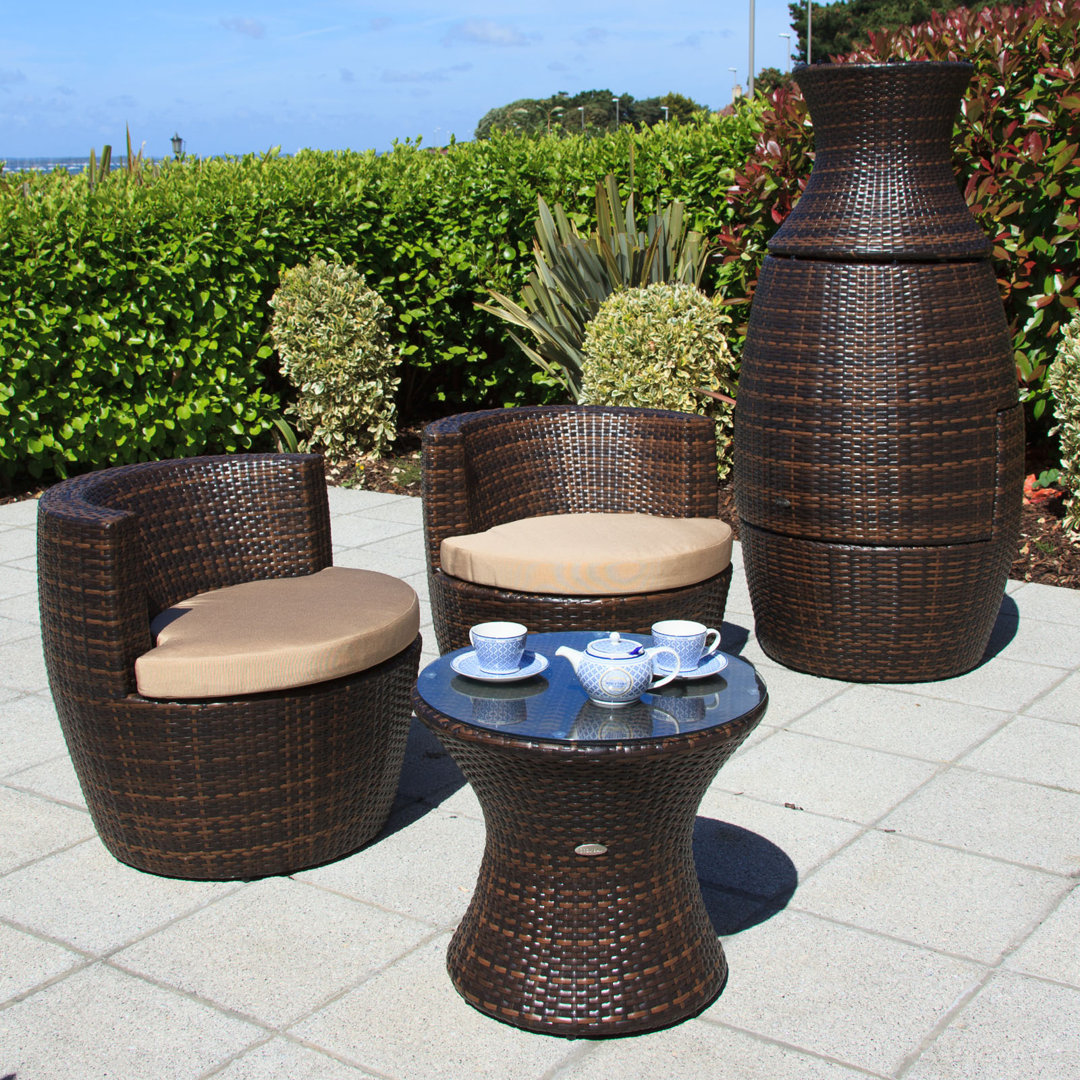 2-Sitzer Lounge-Set Provence aus Rattan mit Polster