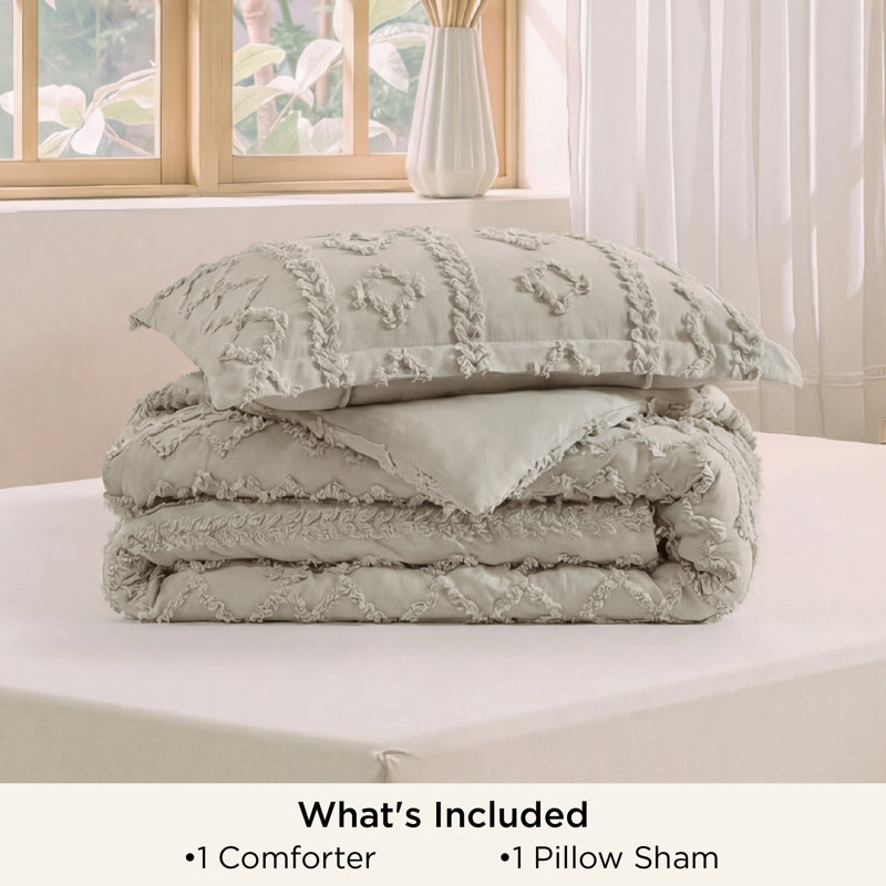 Ensemble d'édredon en microfibre toutes saisons, Édredon pour grand lit + 2 taies décoratives, Beige